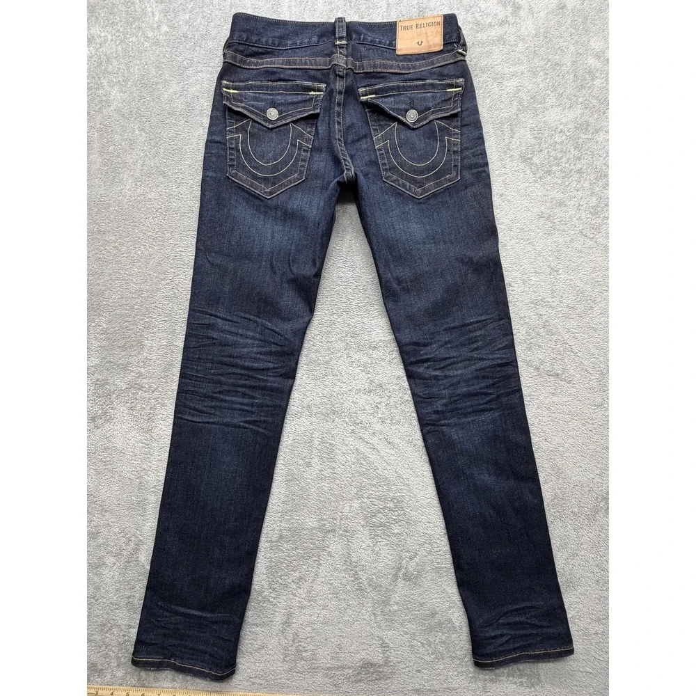True Religion Geno Jeans‎ Mens Measured 33x34 Blue Tapered Slim Stretch Denim